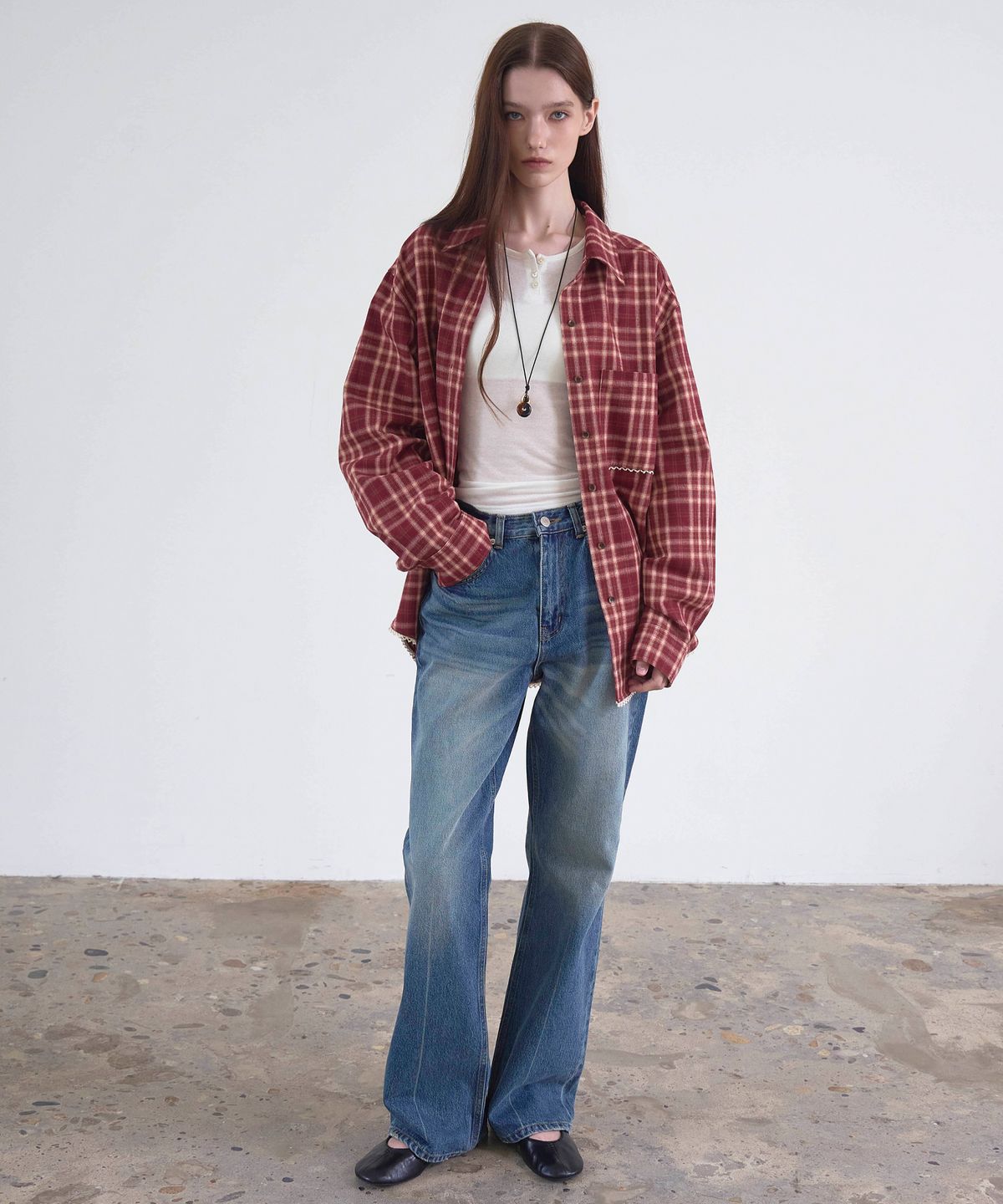신앤리(SSIN AND LEE) Cottage Cotton Check Shirt Red