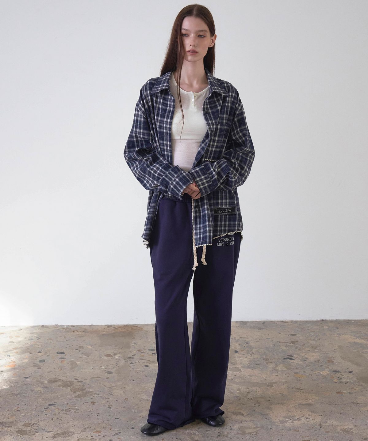 신앤리(SSIN AND LEE) Cottage Cotton Check Shirt Navy
