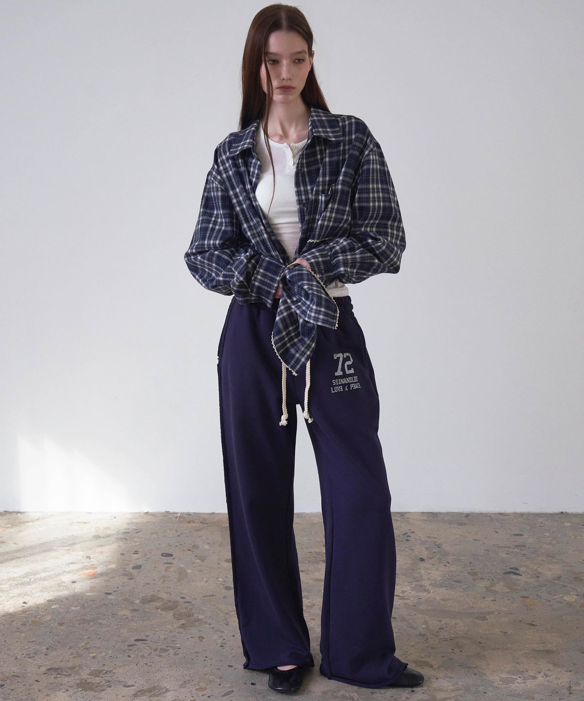 신앤리(SSIN AND LEE) Cottage Cotton Check Shirt Navy