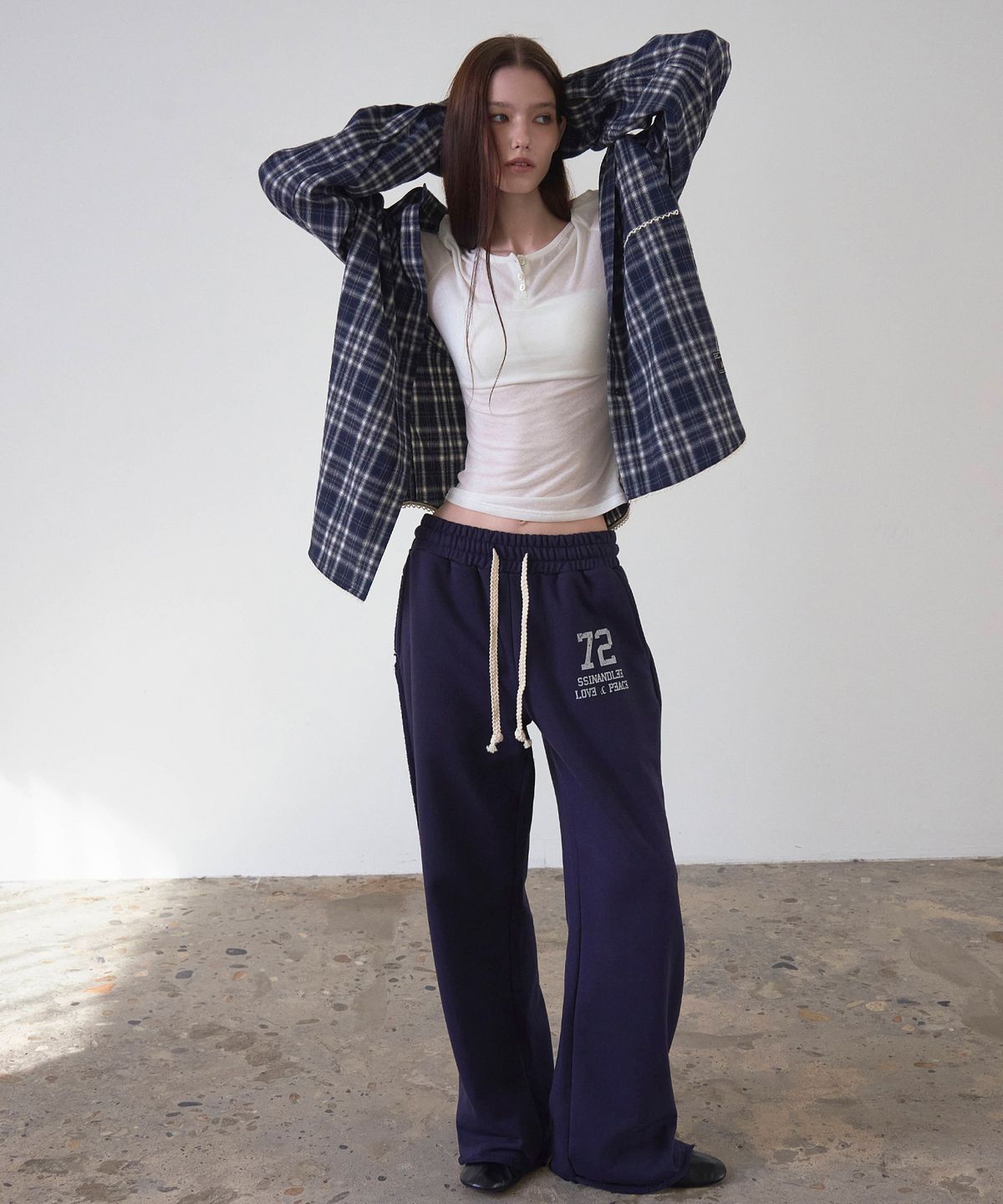 신앤리(SSIN AND LEE) Cottage Cotton Check Shirt Navy