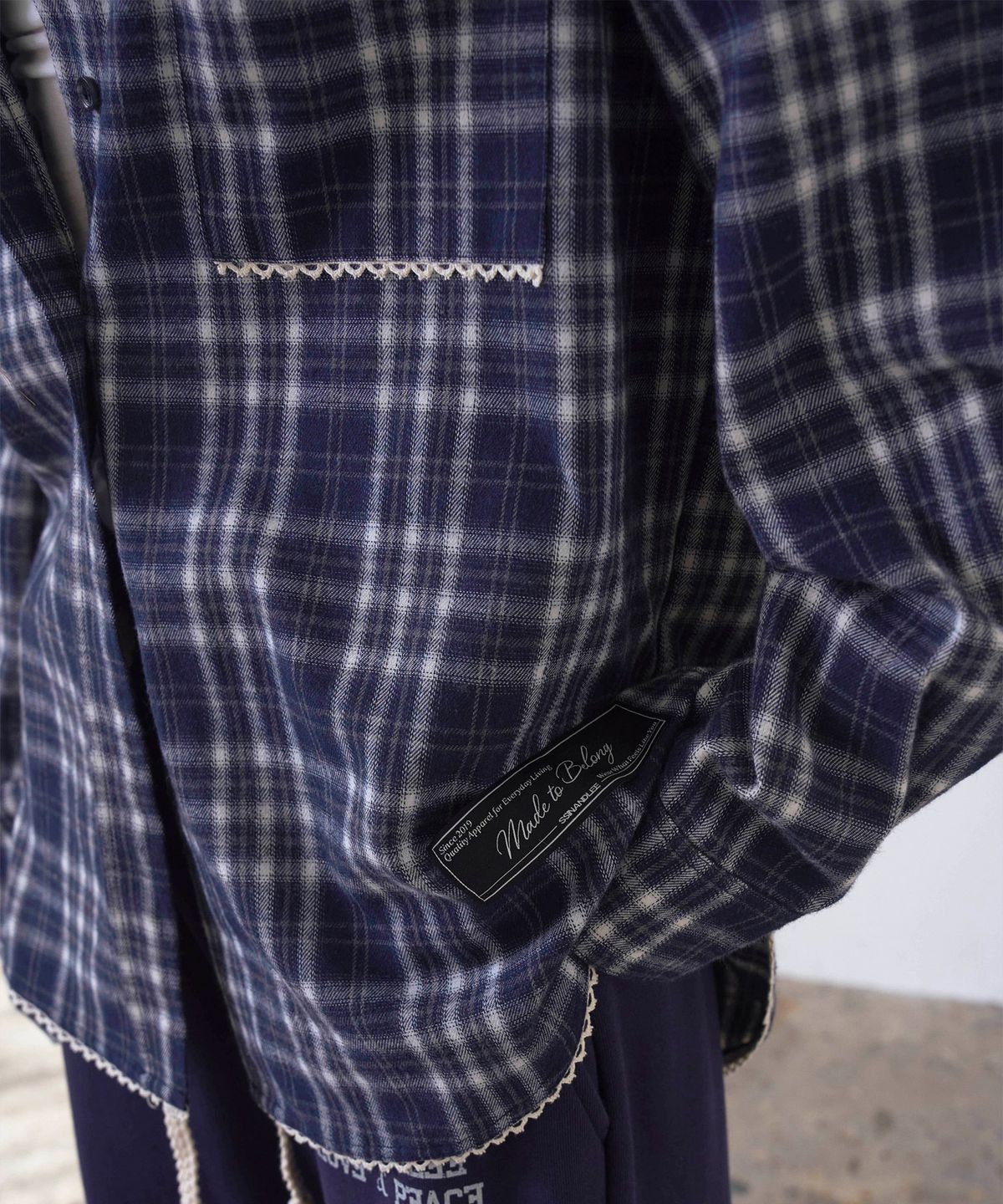 신앤리(SSIN AND LEE) Cottage Cotton Check Shirt Navy
