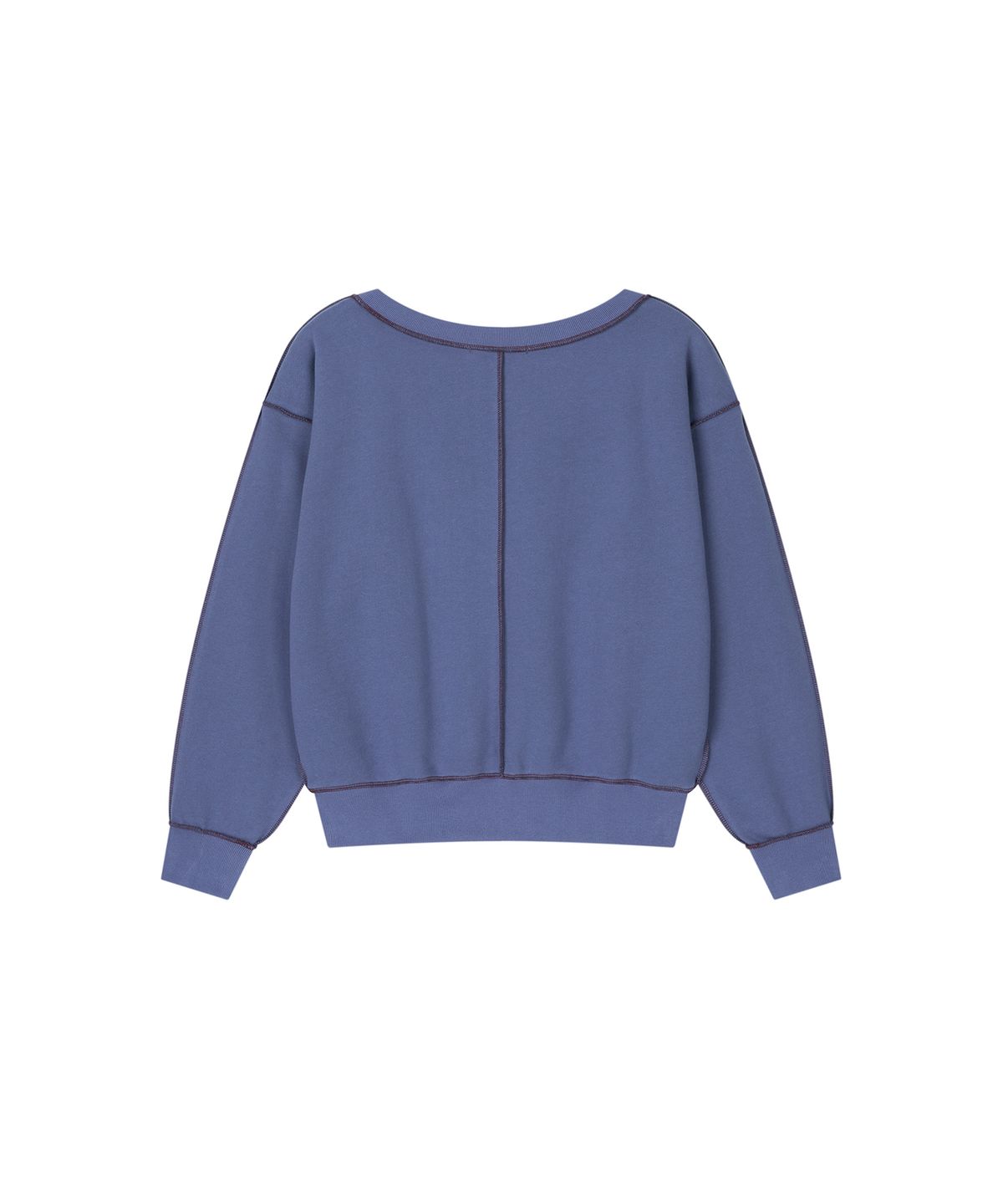 로타입(ROUGHTYPE) Color Stitch Off-shoulder Sweatshirt - Blue purple