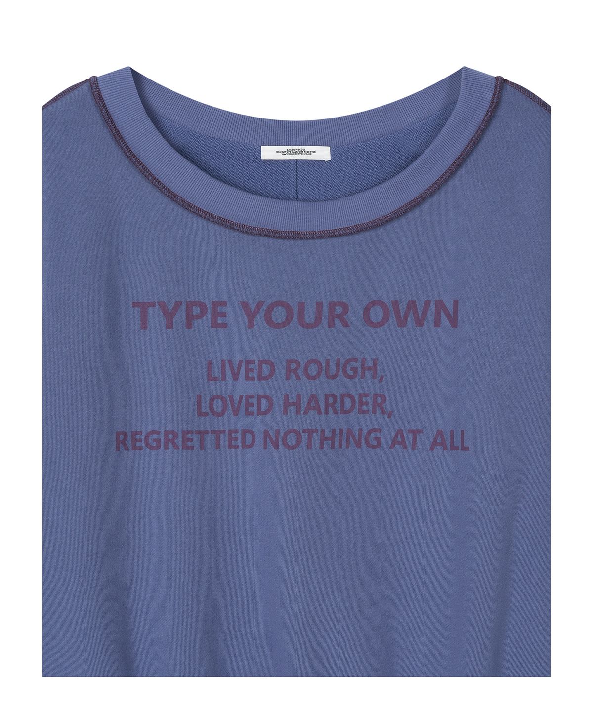 로타입(ROUGHTYPE) Color Stitch Off-shoulder Sweatshirt - Blue purple