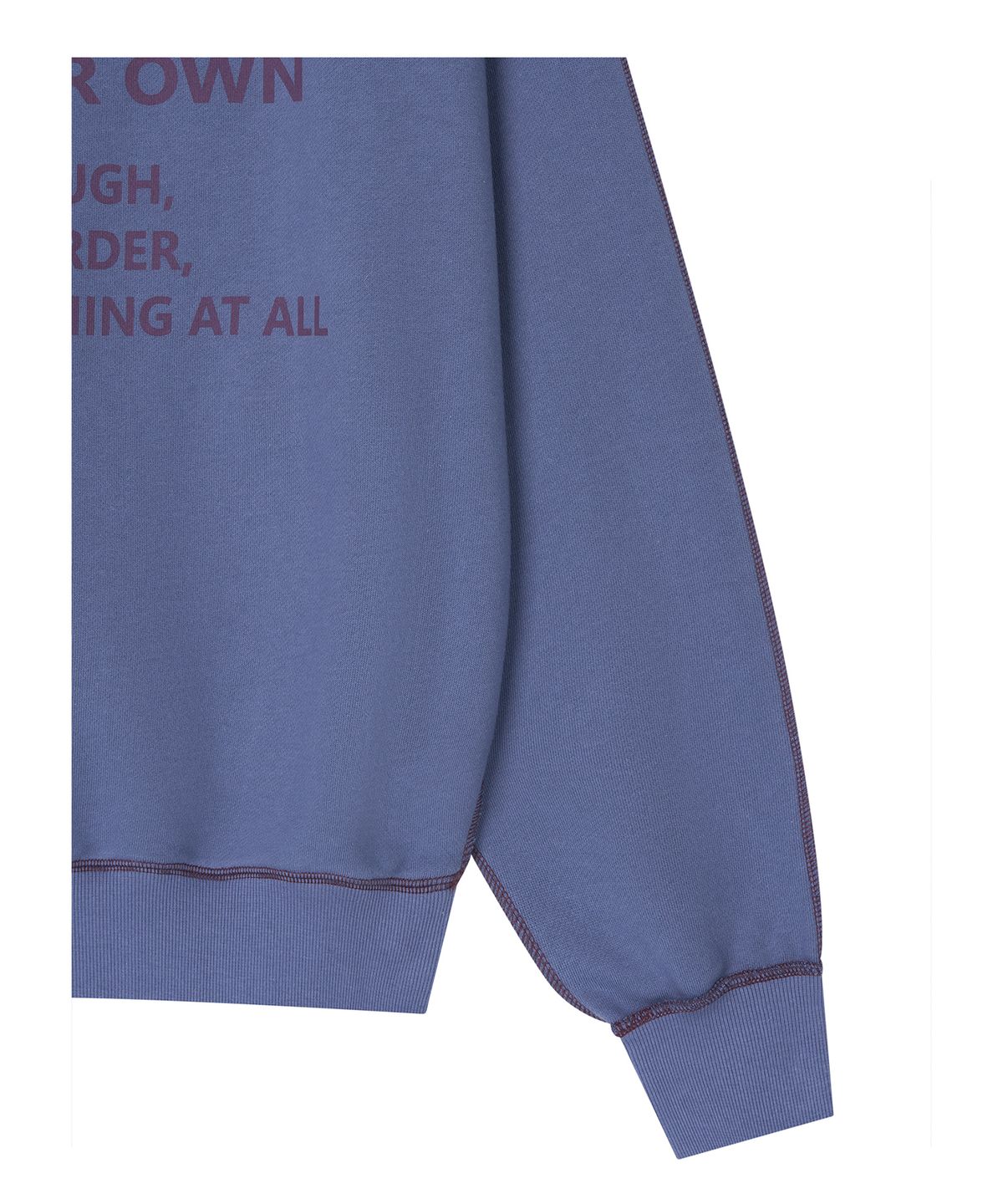 로타입(ROUGHTYPE) Color Stitch Off-shoulder Sweatshirt - Blue purple