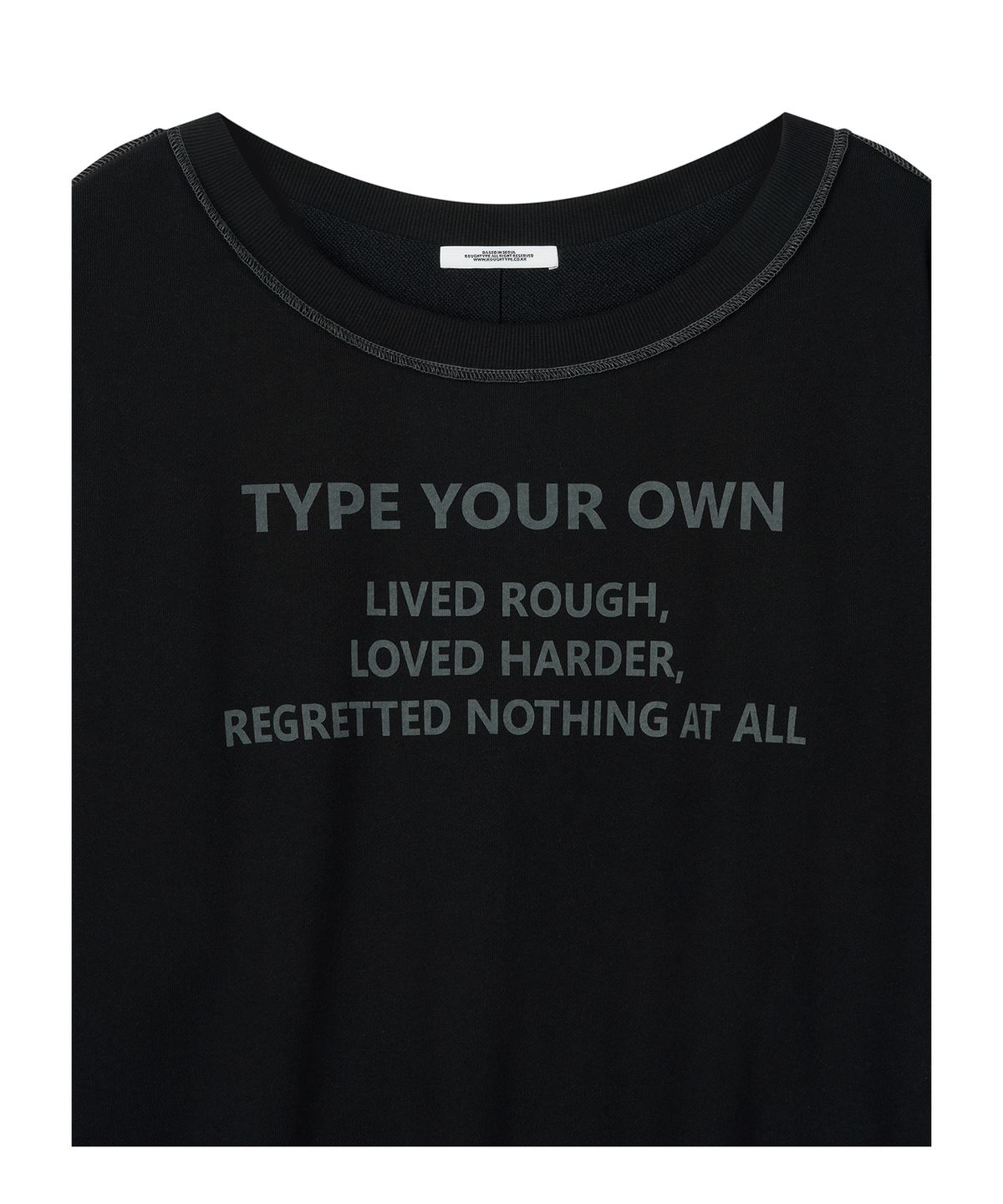로타입(ROUGHTYPE) Color Stitch Off-shoulder Sweatshirt - Black