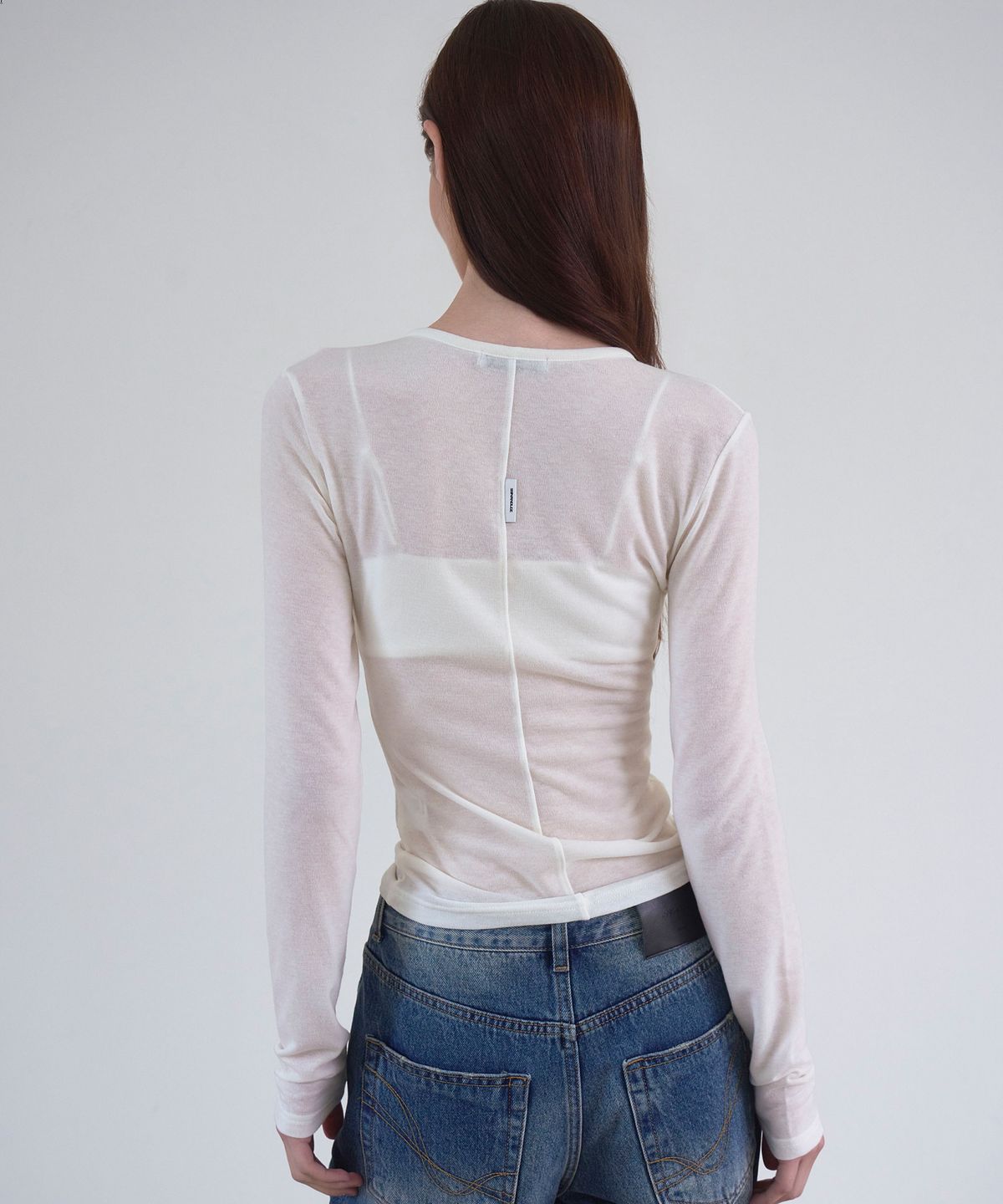 신앤리(SSIN AND LEE) Bare Henley Neck T-shirt White