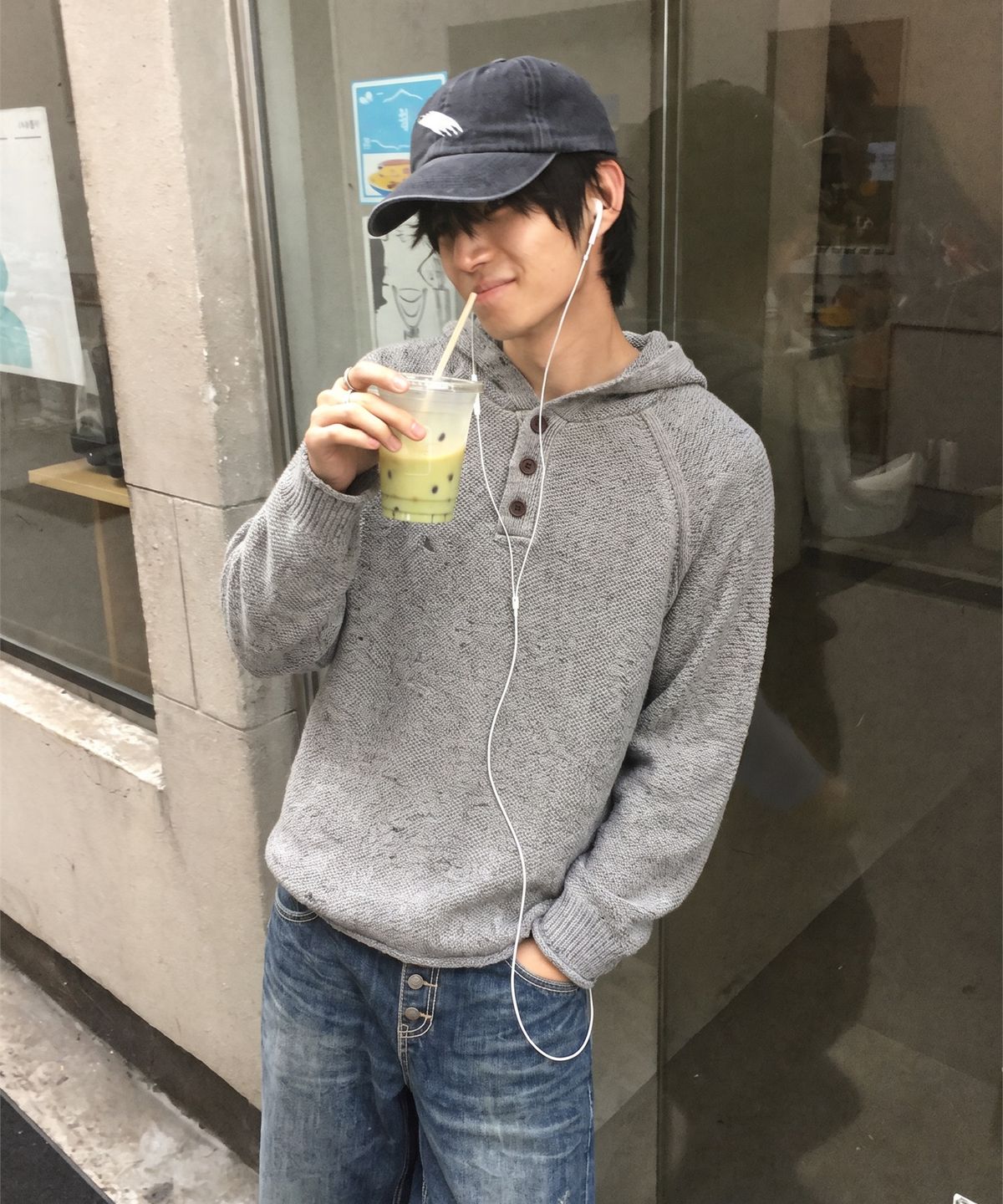 메인부스(MAINBOOTH) Grain Hooded Sweater(GRAY)