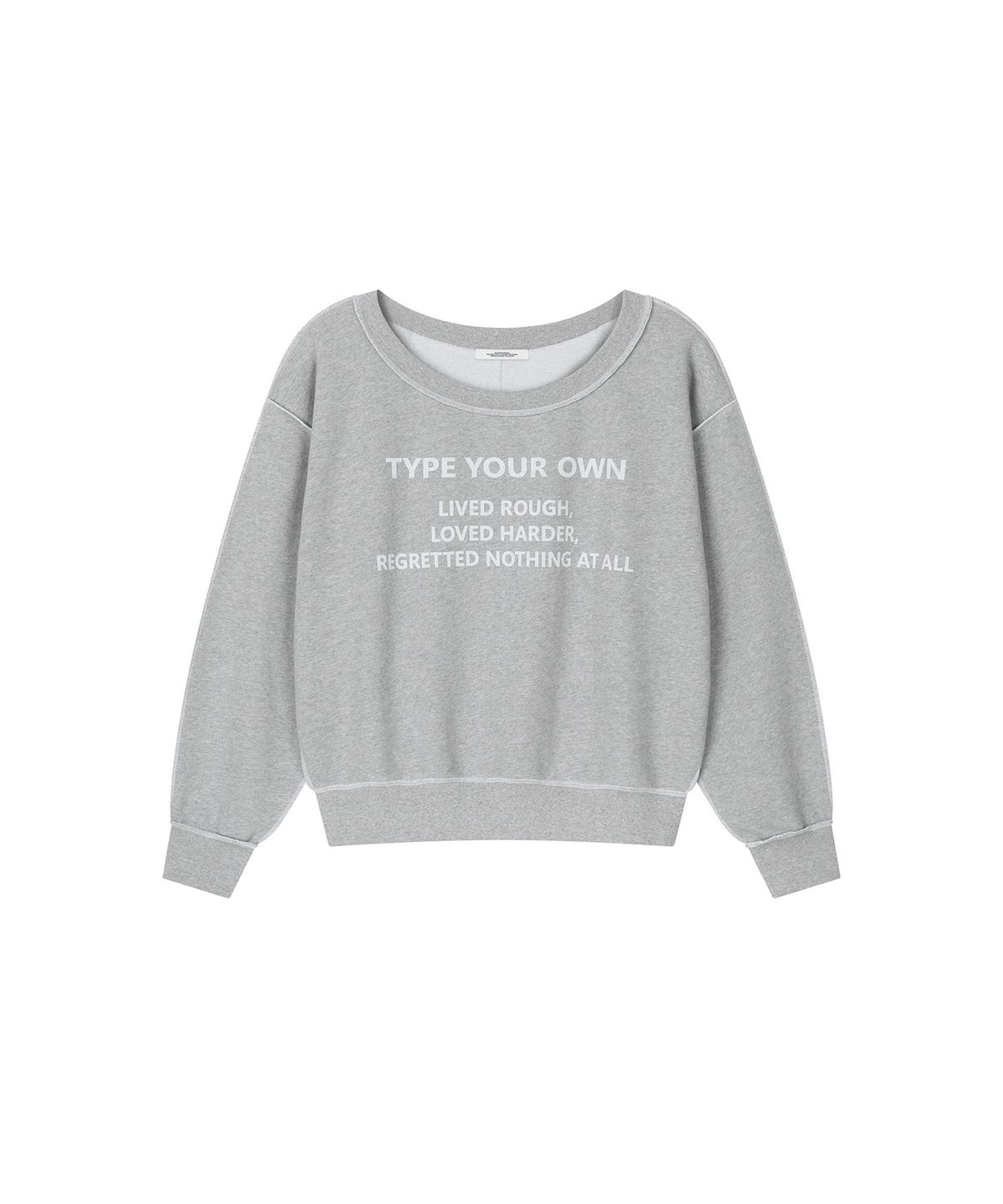 로타입(ROUGHTYPE) Color Stitch Off-shoulder Sweatshirt - Melange gray