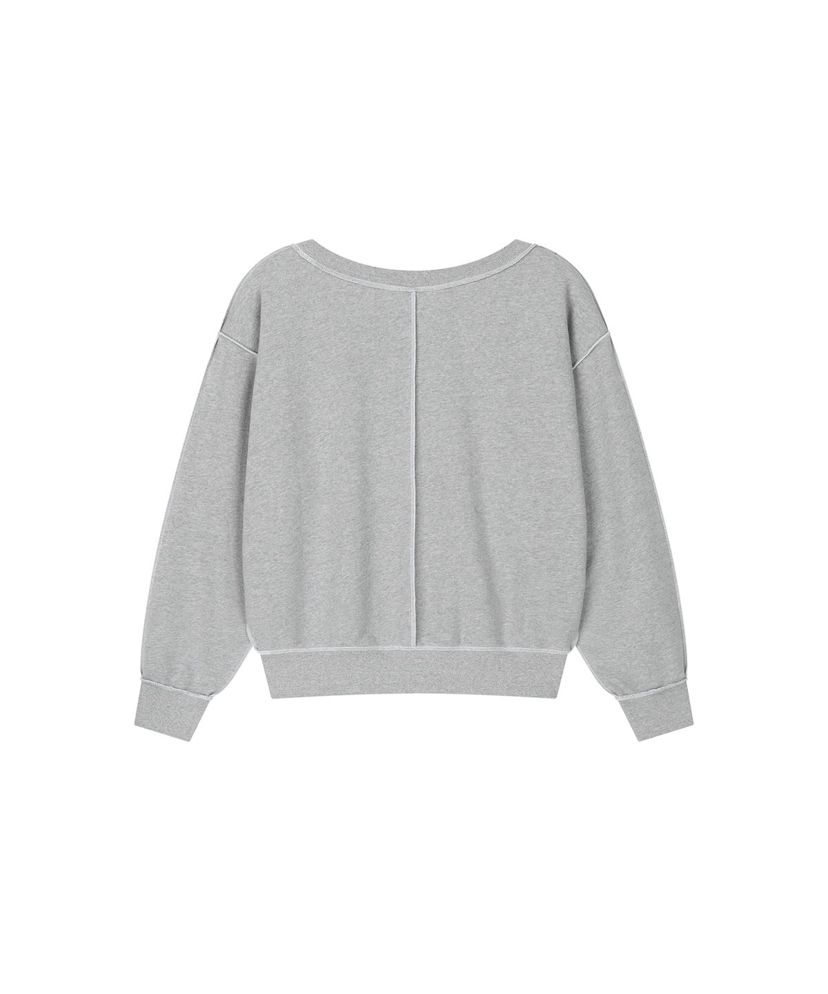 로타입(ROUGHTYPE) Color Stitch Off-shoulder Sweatshirt - Melange gray