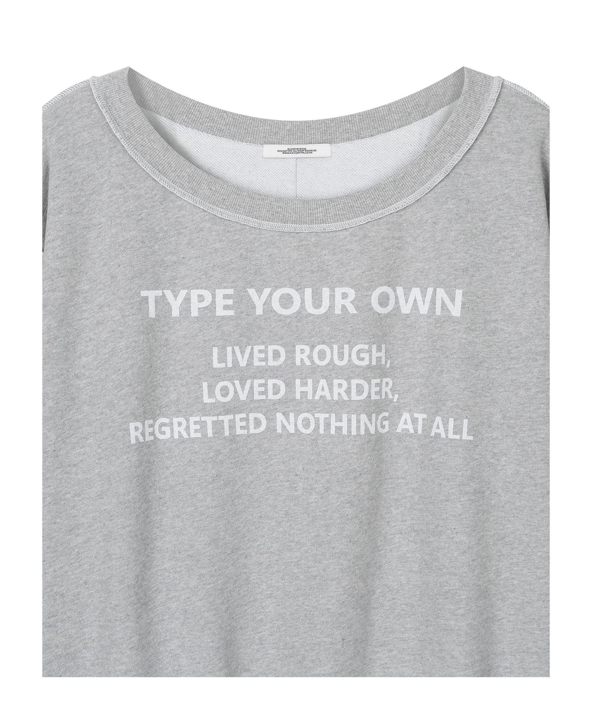 로타입(ROUGHTYPE) Color Stitch Off-shoulder Sweatshirt - Melange gray