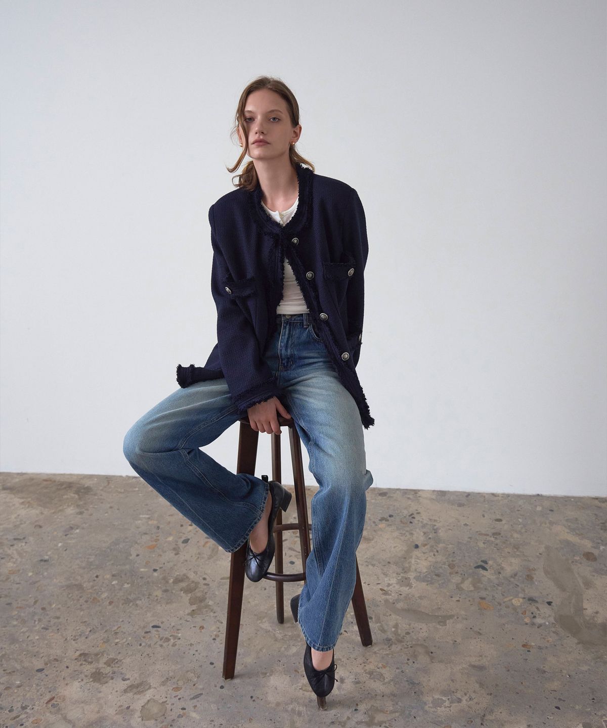 신앤리(SSIN AND LEE) Hailey Washed Denim Pants Mid Blue