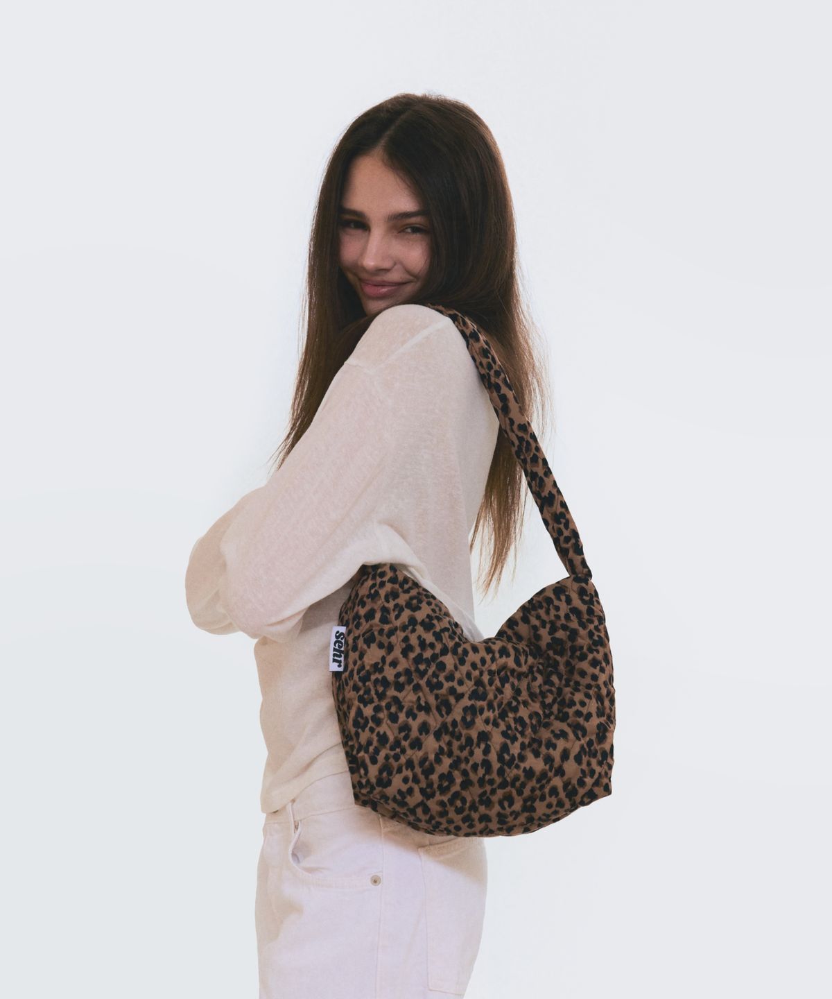 세르(SEHR) Leopard Big Pouch Bag (Brown)