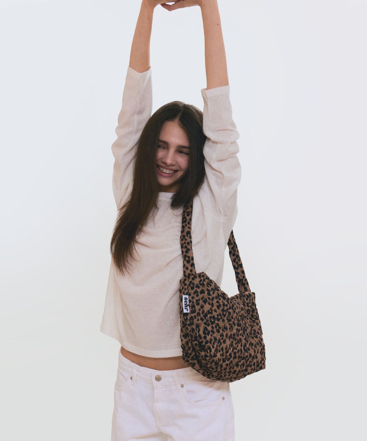 세르(SEHR) Leopard Big Pouch Bag (Brown)