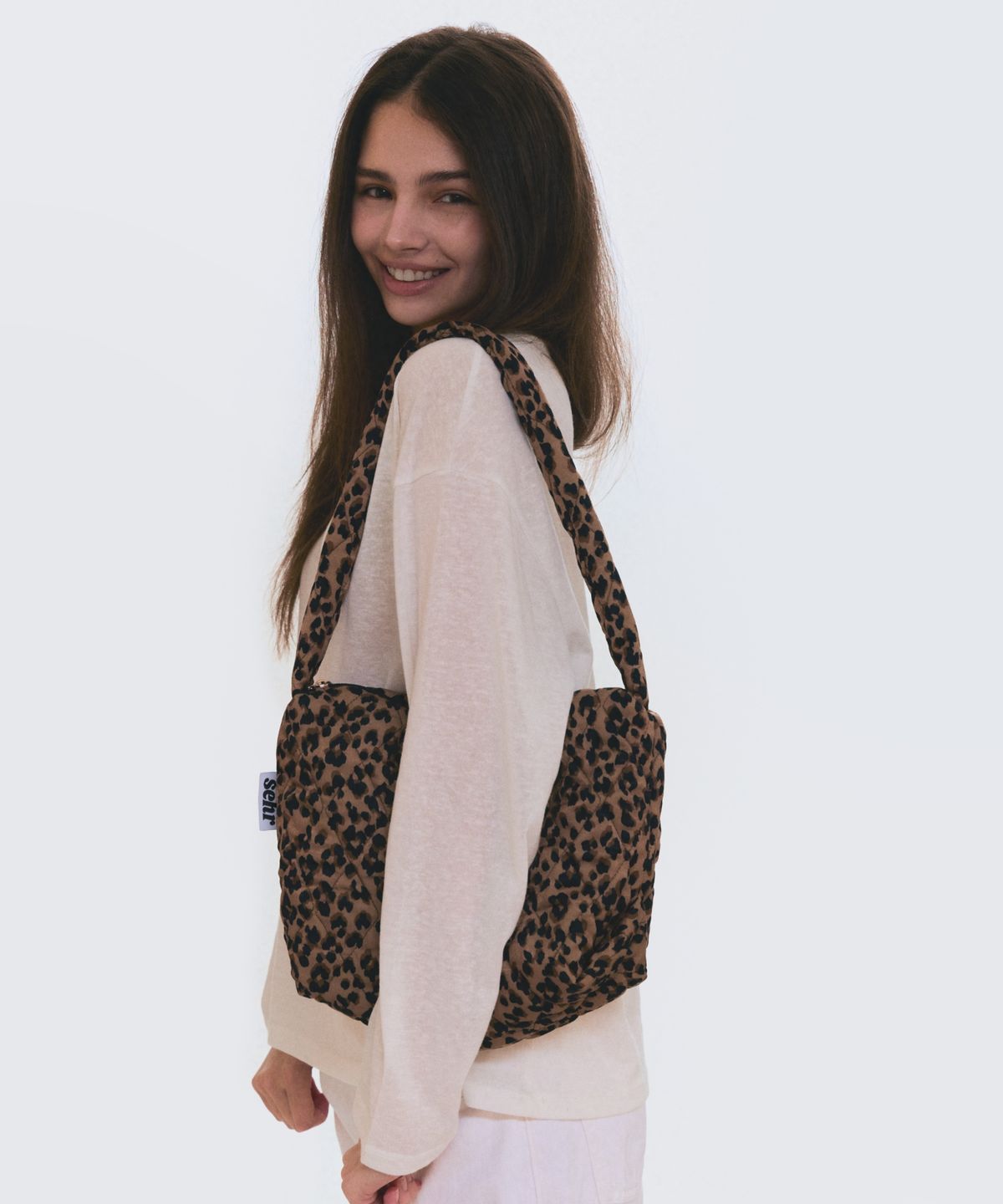 세르(SEHR) Leopard Big Pouch Bag (Brown)