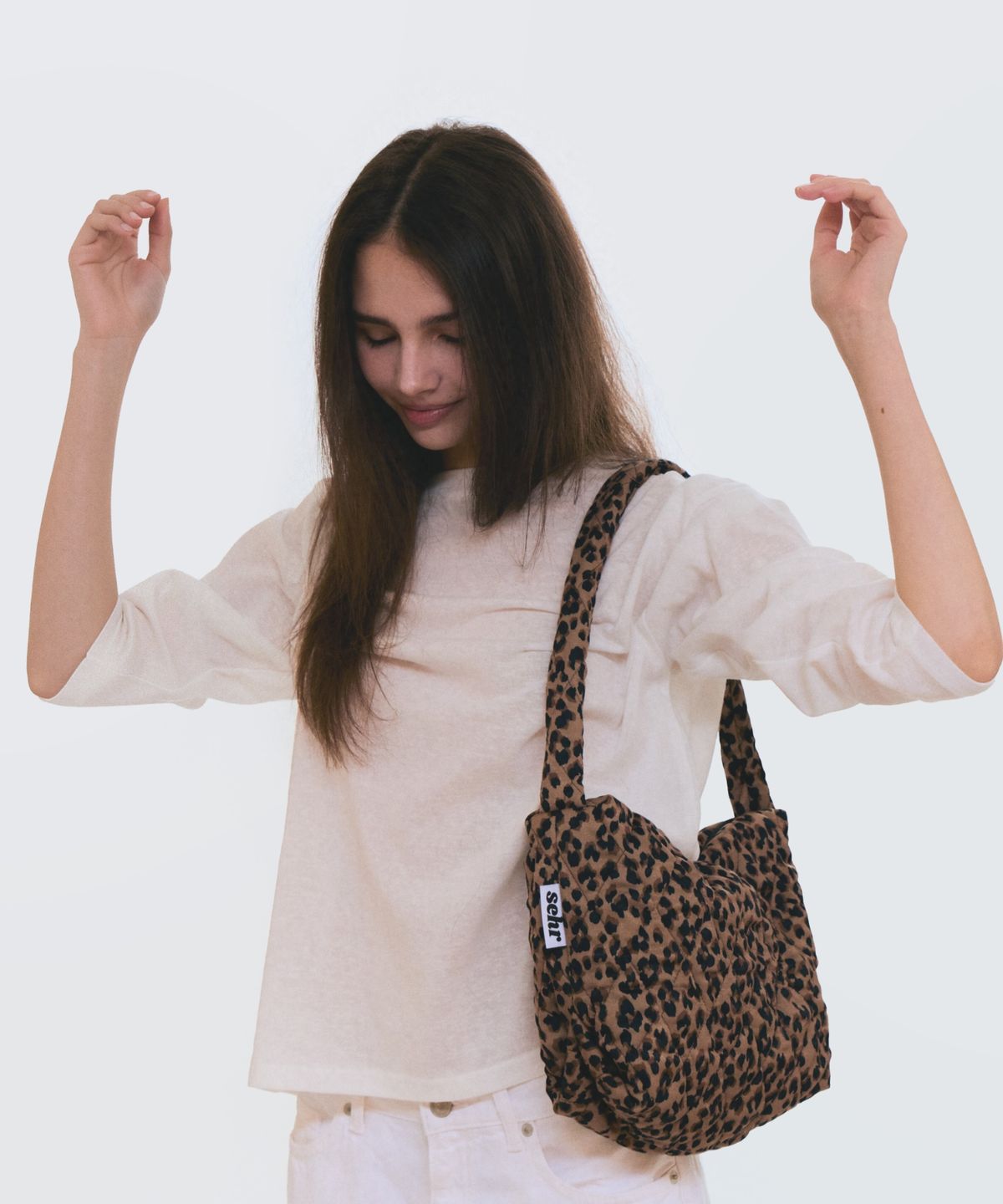 세르(SEHR) Leopard Big Pouch Bag (Brown)