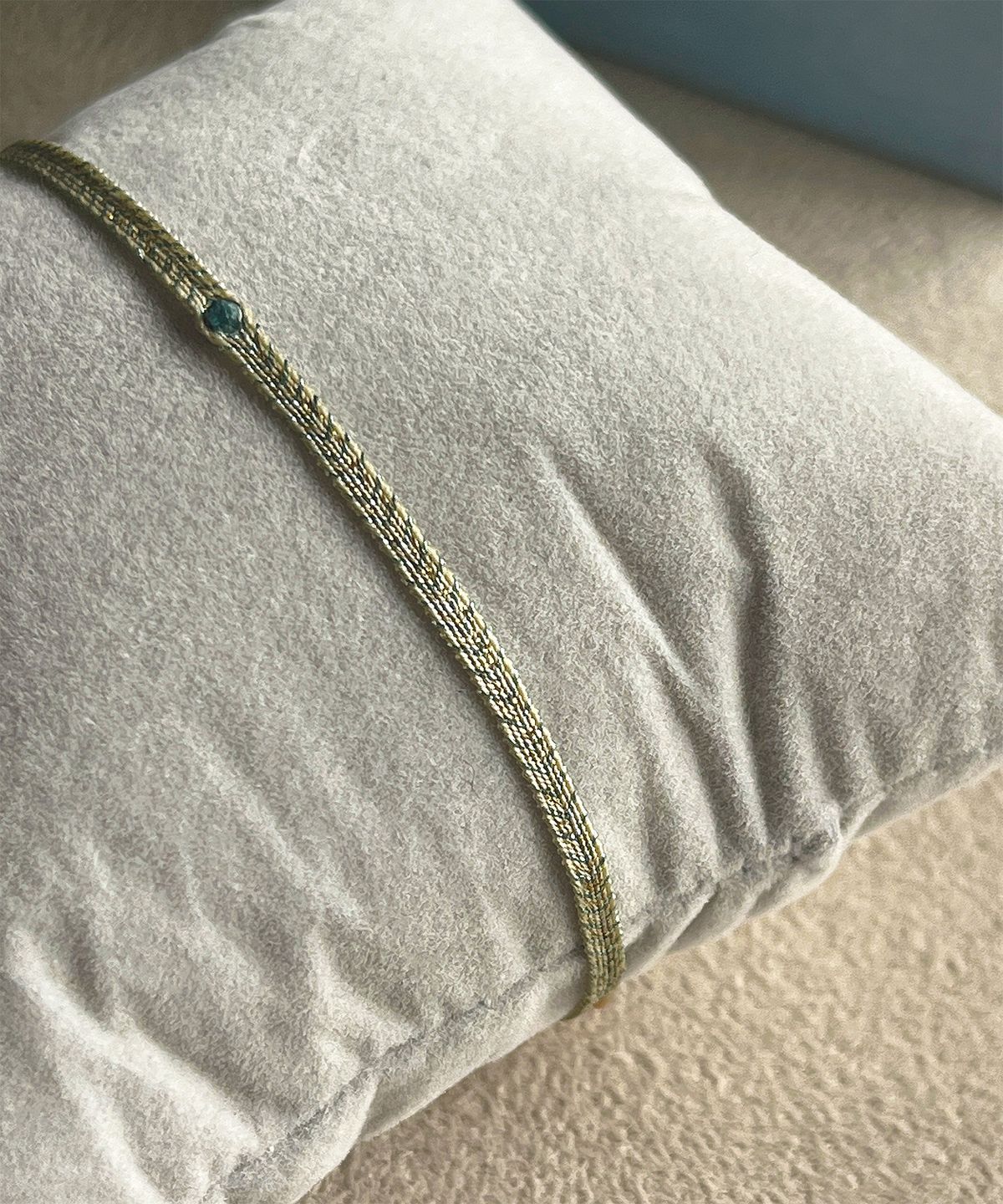 림바(RIMBA) [Leju] Handwoven Diamond Bracelet in Green Tone