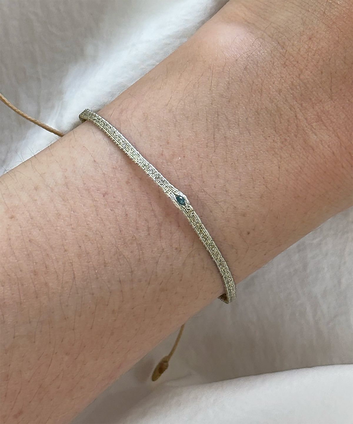 림바(RIMBA) [Leju] Handwoven Diamond Bracelet in Green Tone