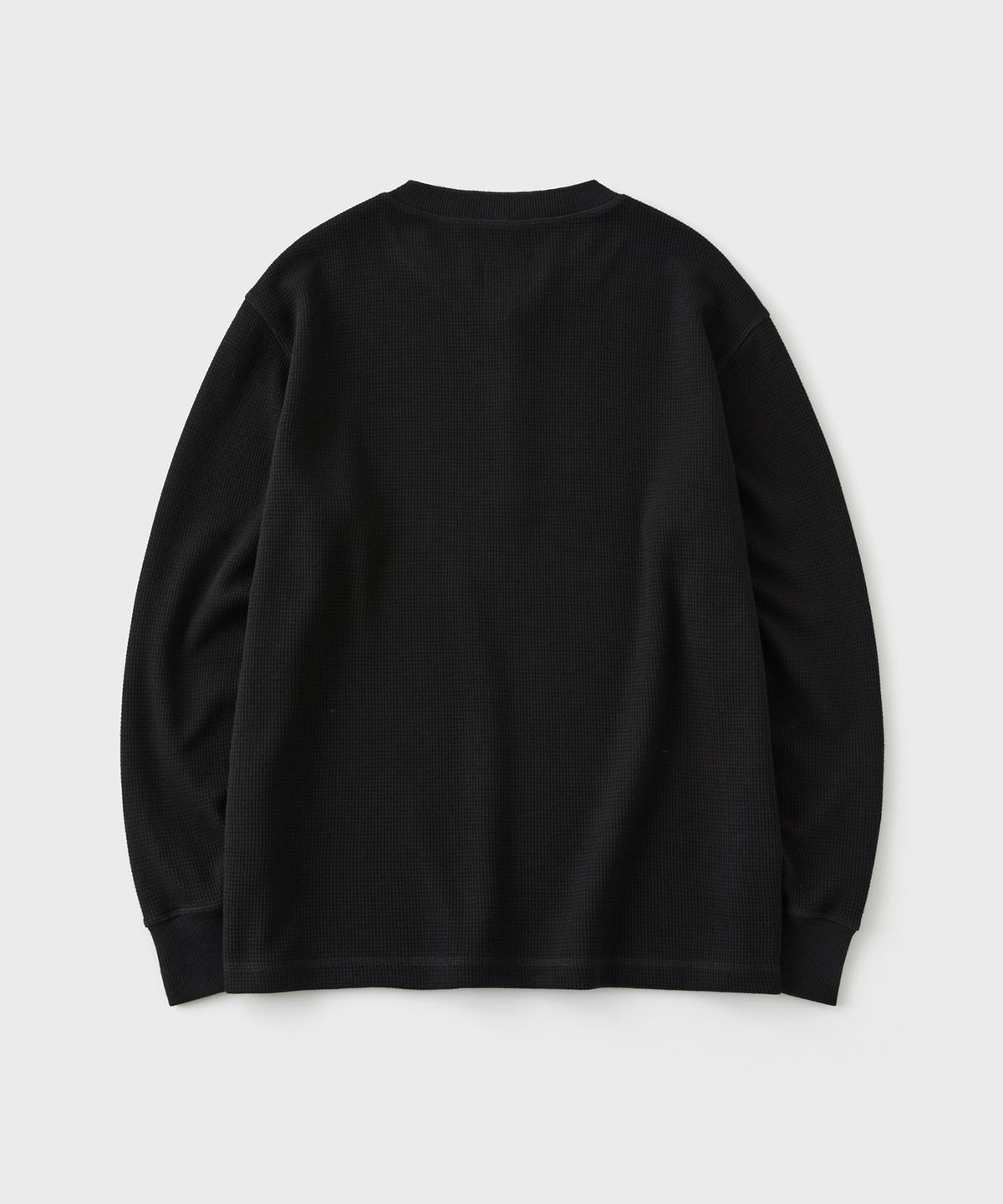디써티원(DTHIRTYONE) Washed Heavy Waffle Henley Neck Long Sleeve (Black)