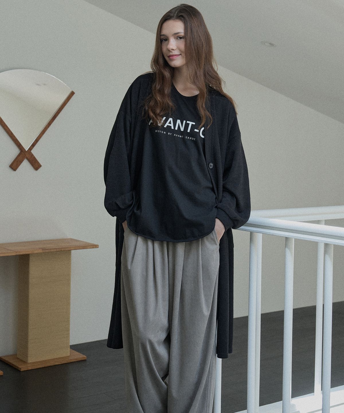 아방(AVANT-G) Corduroy Banding Wide Pants - MOCHA