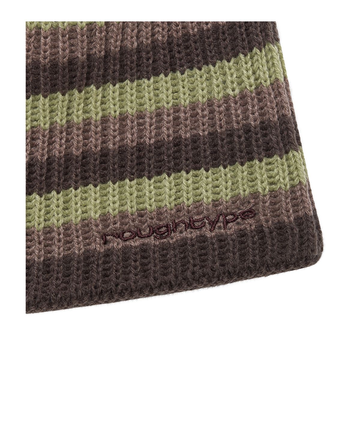 로타입(ROUGHTYPE) Cozy Knit Stripe Beanie - Khaki