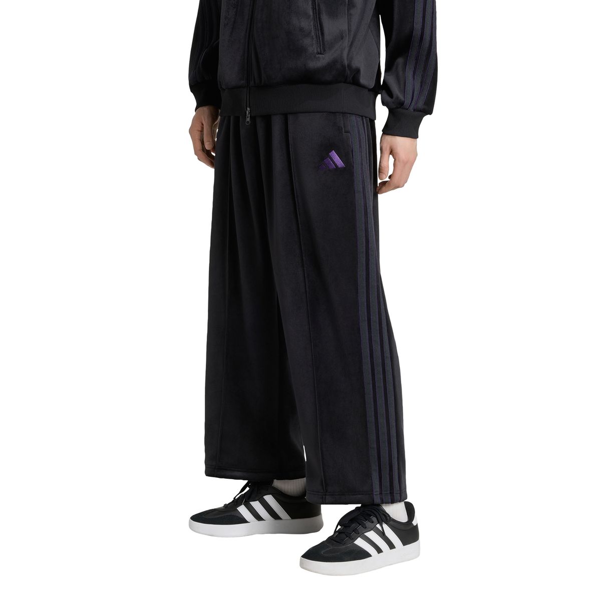 아디다스(ADIDAS) 스타디움 루즈 핏 벨루어 풀렝스 오픈 헴 트랙 팬츠 KV5901
