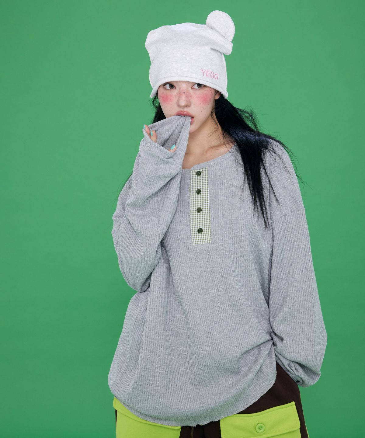 예그(YEGG) Bear Beanie White Melange