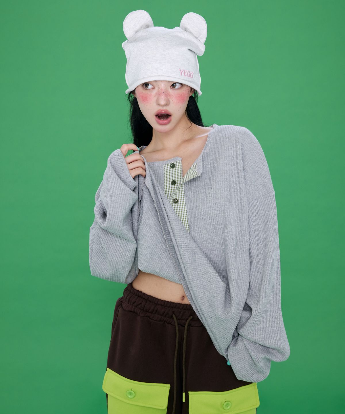 예그(YEGG) Bear Beanie White Melange