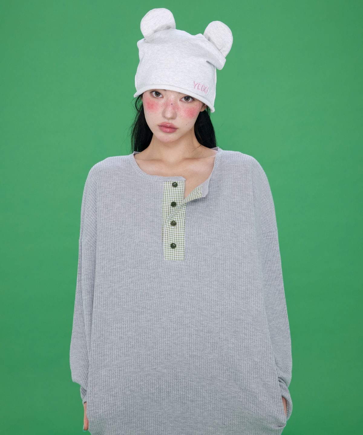 예그(YEGG) Bear Beanie White Melange