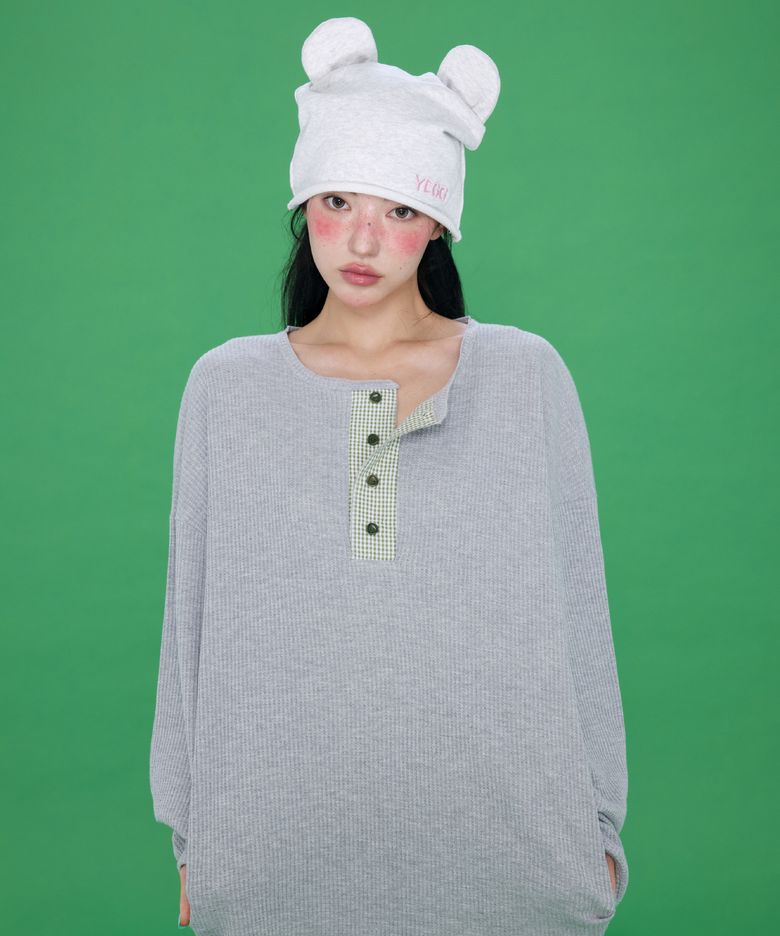 Bear Beanie White Melange