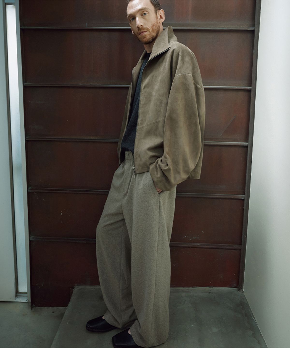 우마뭉(UMARMUNG) Wool cashmere straight pants_Hay