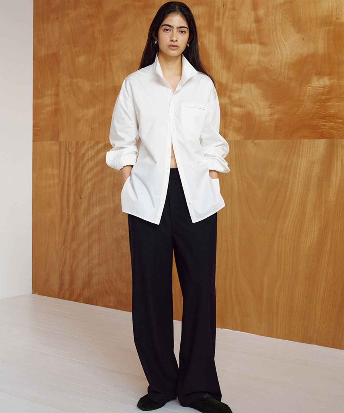 우마뭉(UMARMUNG) Wool cashmere straight pants_Black