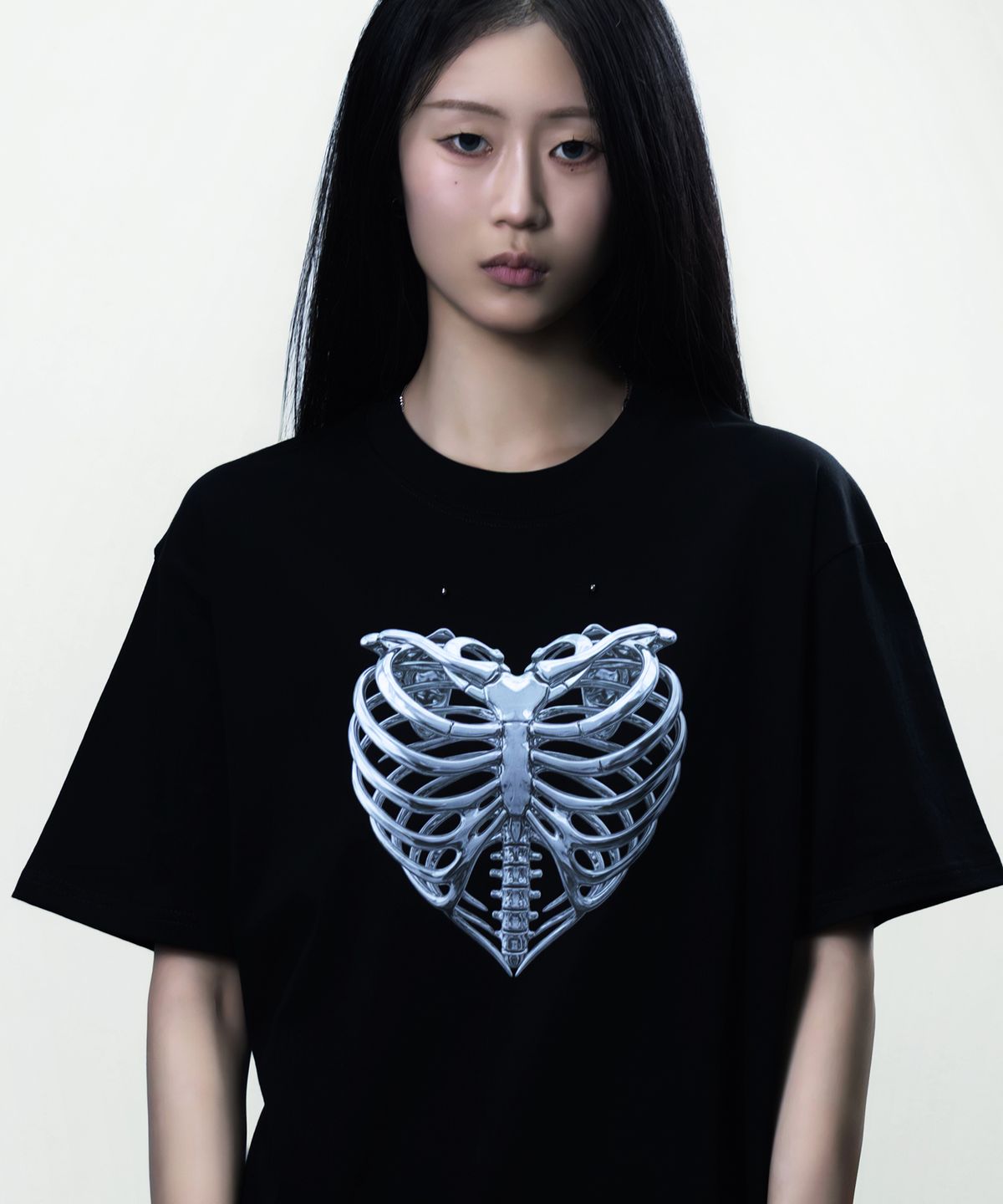 알트코드 아카이브(ALTCODE ARCHIVE) 립케이지 하트 티셔츠 블랙