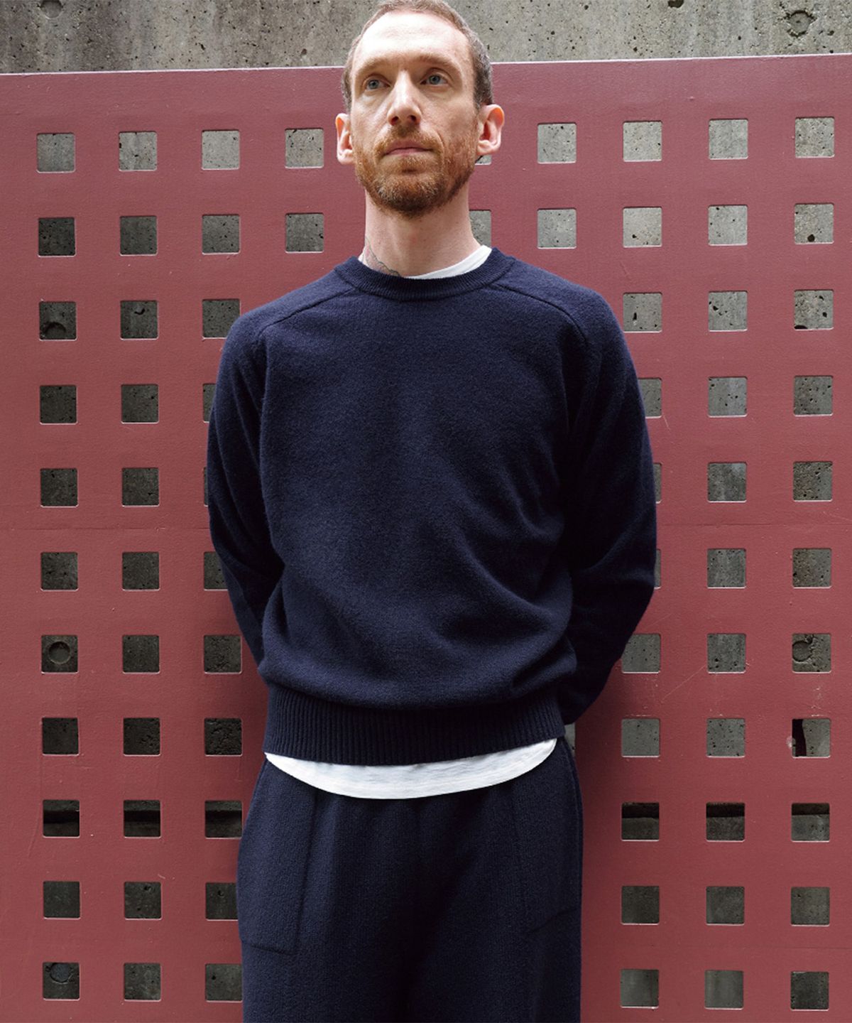 우마뭉(UMARMUNG) Super fine merino two way pullover_Deep sea