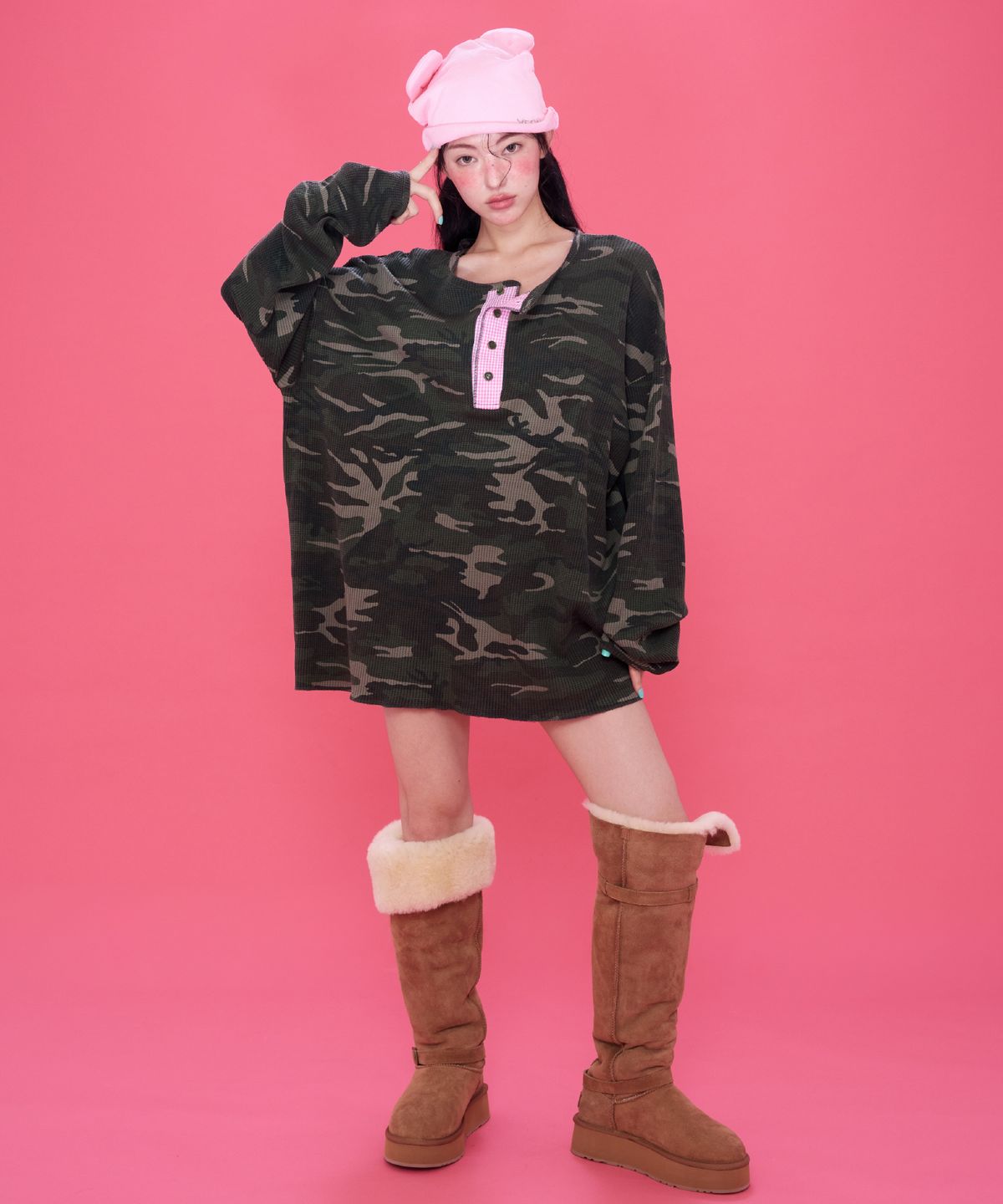 예그(YEGG) Bear Beanie Pink