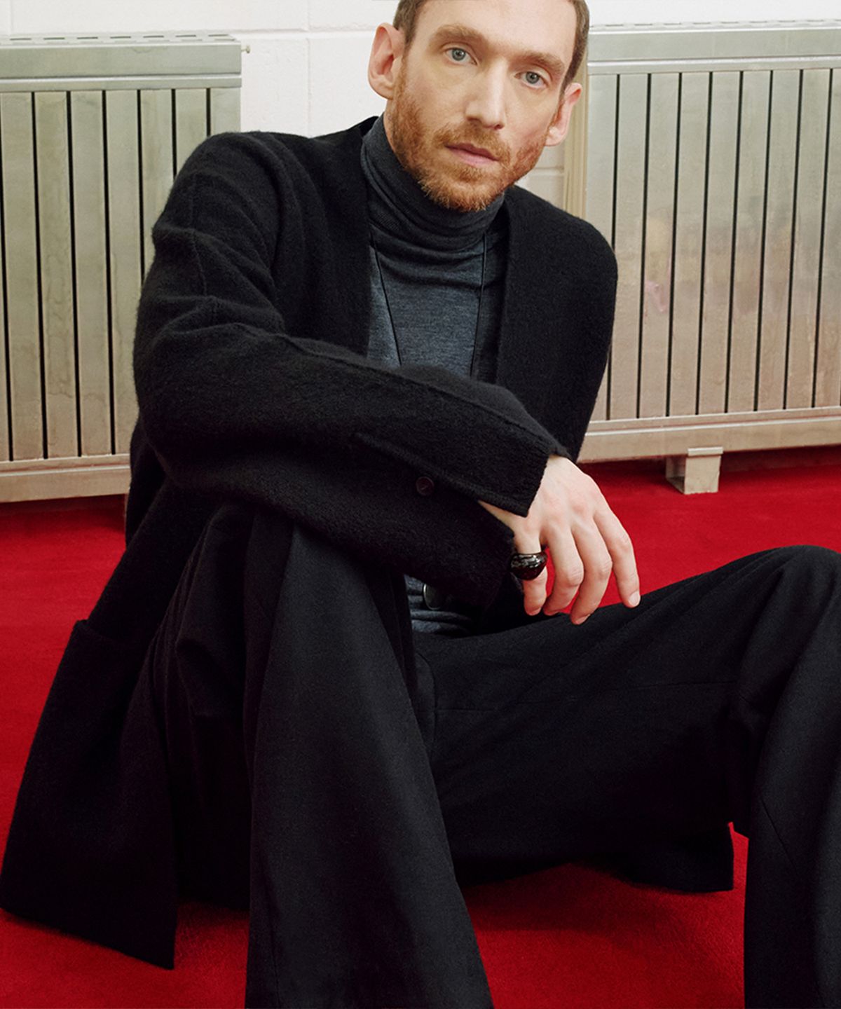우마뭉(UMARMUNG) Pure merino boiled wool collarless jacket_Black