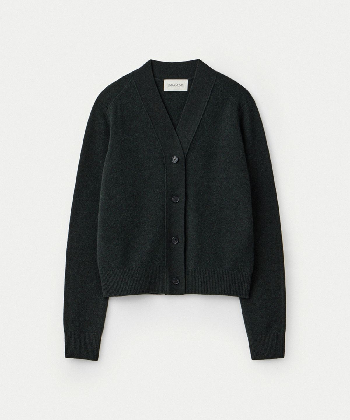 우마뭉(UMARMUNG) Wool cashmere Y neck cardigan_Moss green