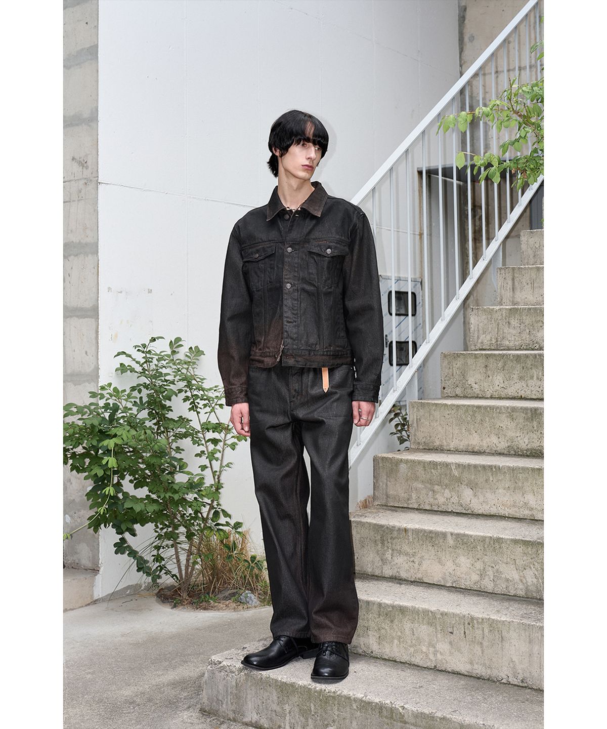 유체 프레타 포르테(YOUCHE PRET A PORTER) SI HAND COATED TRUCKER JACKET Burnt Black