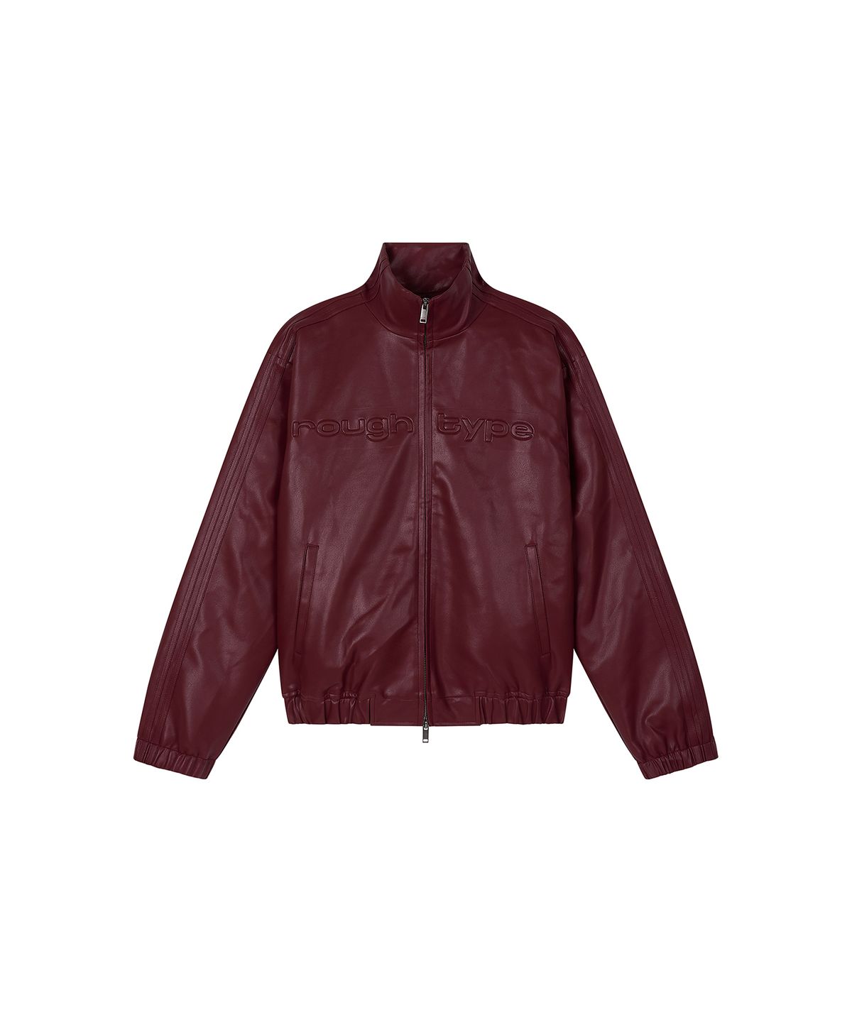 로타입(ROUGHTYPE) Track line leather Jumper - Burgundy