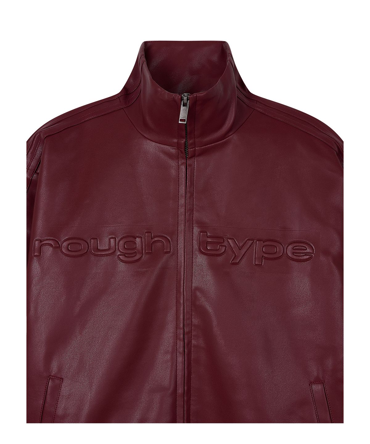 로타입(ROUGHTYPE) Track line leather Jumper - Burgundy