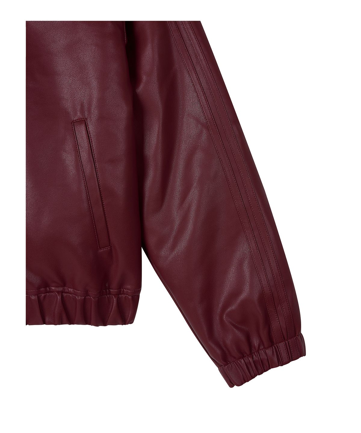 로타입(ROUGHTYPE) Track line leather Jumper - Burgundy