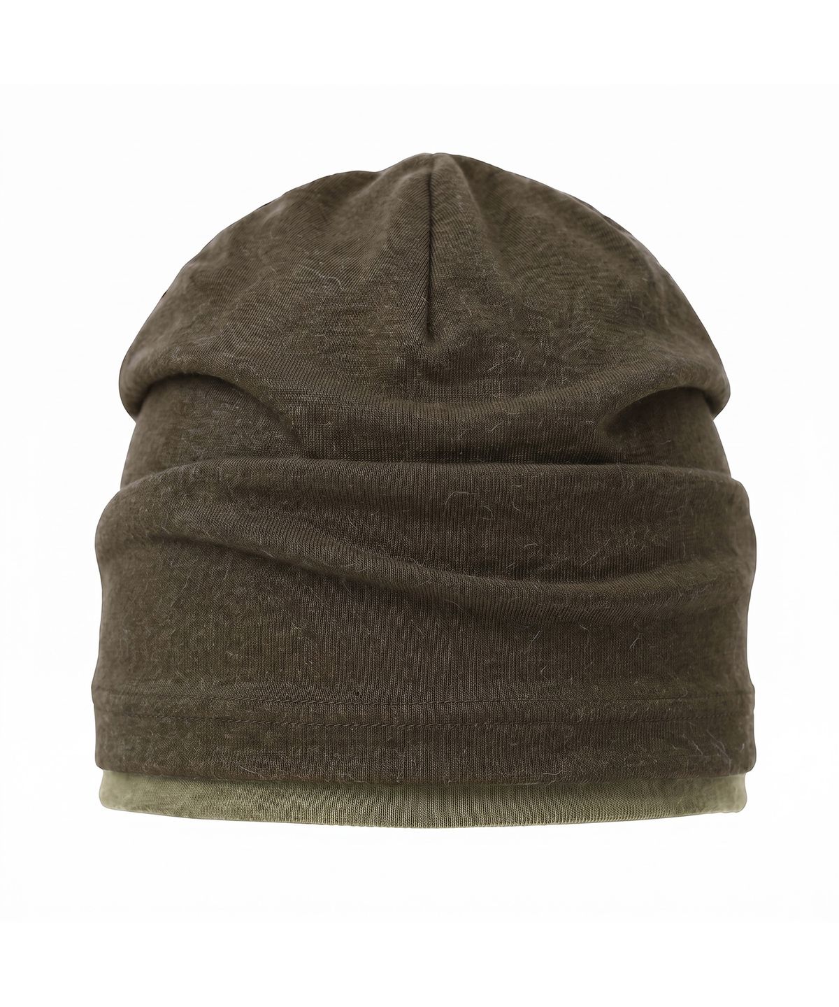 언더컨트롤(UNDERCONTROL) 겨울 롤업 이중 레이어드 슬러브 롱비니 남녀공용 모자 DOUBLE KNIT HAT / AG WOOL / MELANGE KHAKI