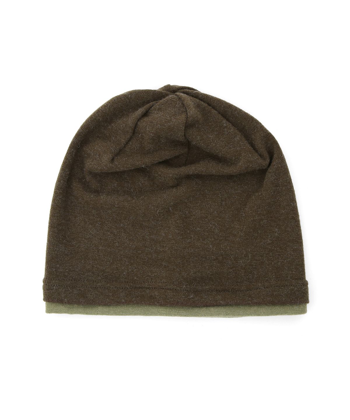 언더컨트롤(UNDERCONTROL) 겨울 롤업 이중 레이어드 슬러브 롱비니 남녀공용 모자 DOUBLE KNIT HAT / AG WOOL / MELANGE KHAKI