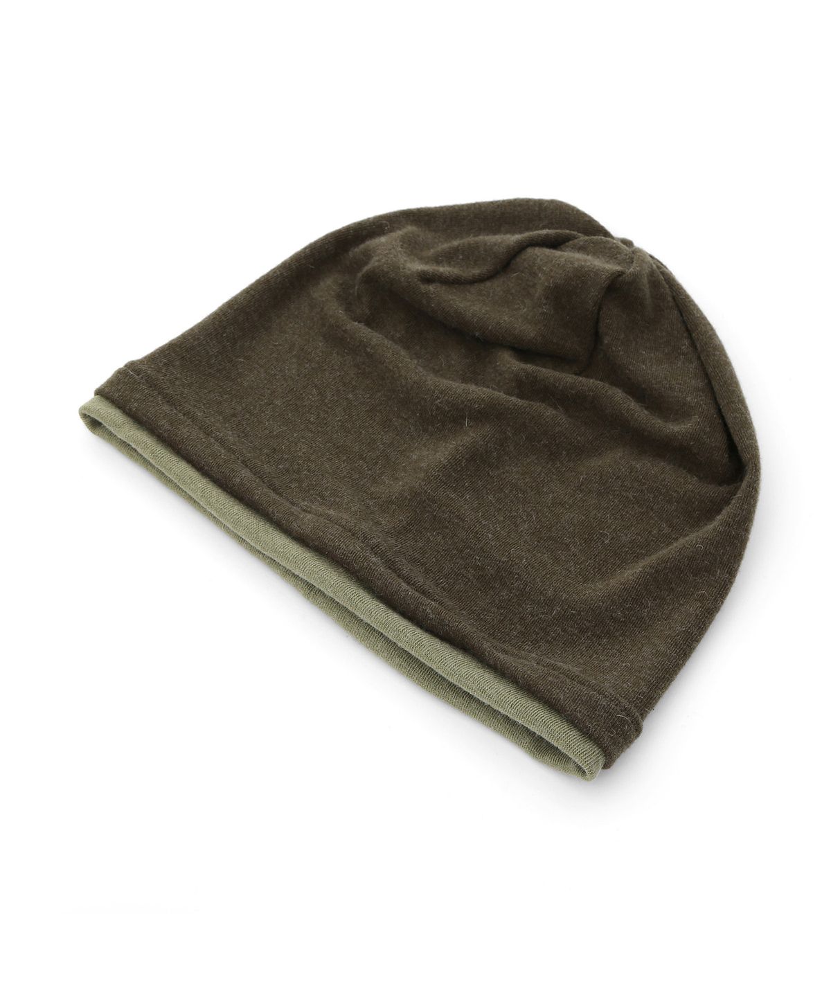 언더컨트롤(UNDERCONTROL) 겨울 롤업 이중 레이어드 슬러브 롱비니 남녀공용 모자 DOUBLE KNIT HAT / AG WOOL / MELANGE KHAKI