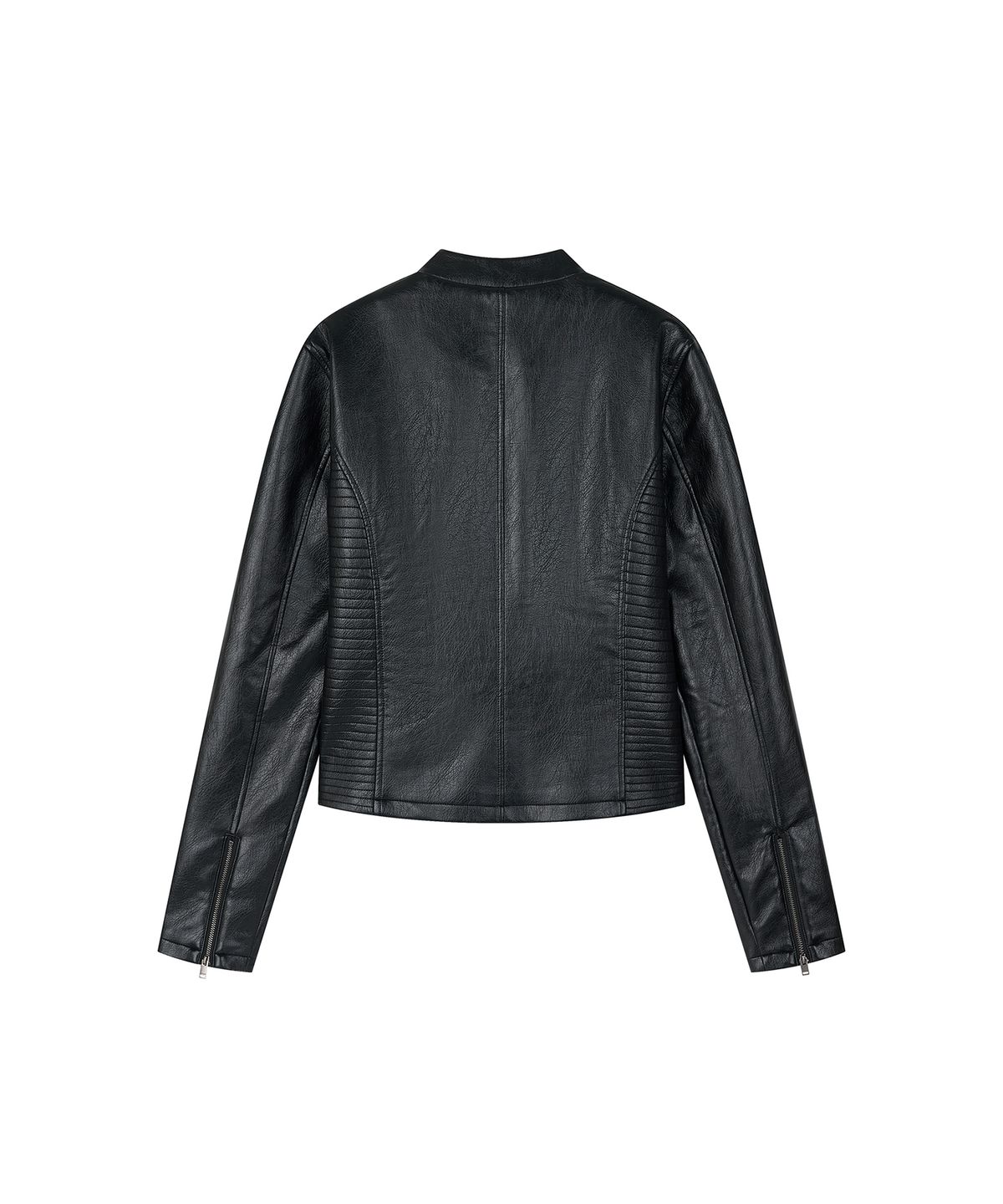 로타입(ROUGHTYPE) Slim Fit Moto Leather Jacket - Black
