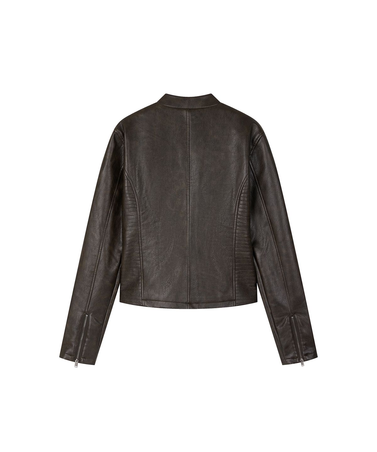 로타입(ROUGHTYPE) Slim Fit Moto Leather Jacket - Brown