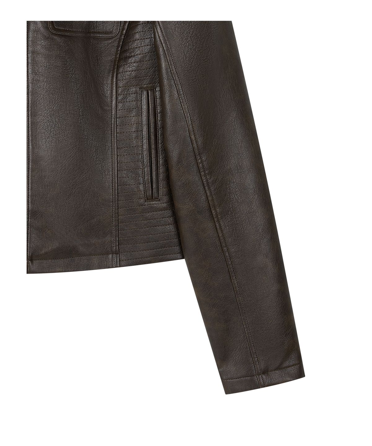 로타입(ROUGHTYPE) Slim Fit Moto Leather Jacket - Brown