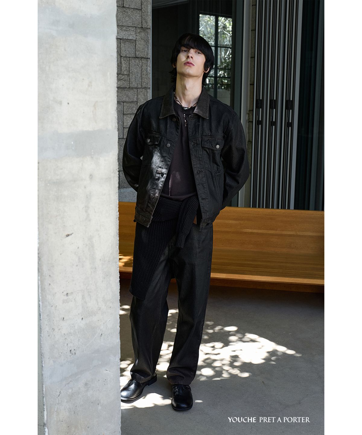 유체 프레타 포르테(YOUCHE PRET A PORTER) SI HAND COATED STRAIGHT DENIM Burnt Black