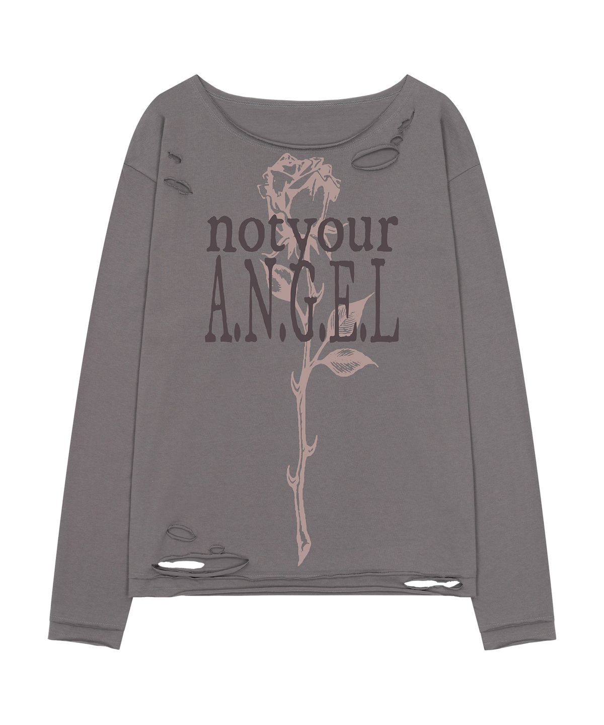 그레이버(GRAVER) [WOMAN]NOT YOUR ROSE 데미지 원숄더 롱슬리브_2color