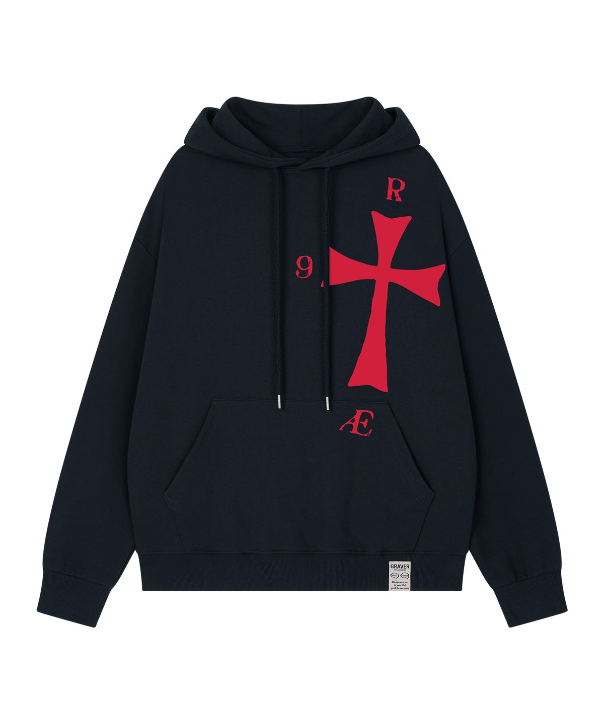 그레이버(GRAVER) [UNISEX]9RAE CROSS 후드_4color