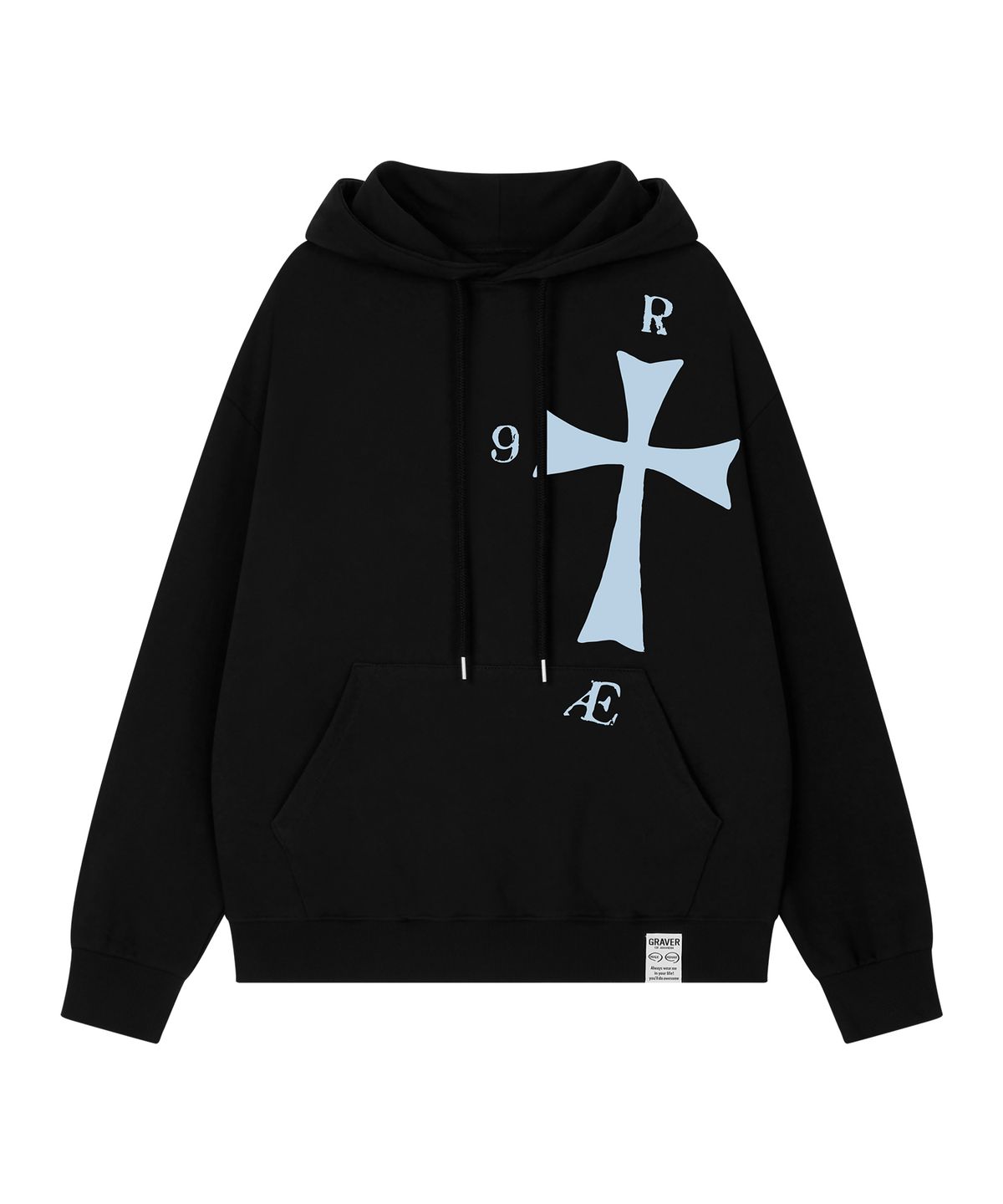 그레이버(GRAVER) [UNISEX]9RAE CROSS 후드_4color